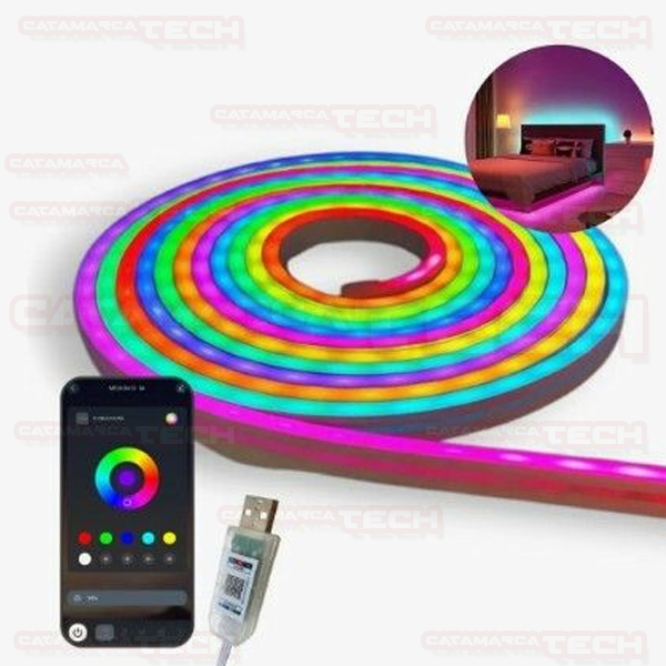 TIRA LUZ DE NEON RGB FLEXIBLE 5MTS USB C/CONTROL +APP - Imagen 4
