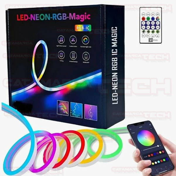 TIRA LUZ DE NEON RGB FLEXIBLE 5MTS USB C/CONTROL +APP