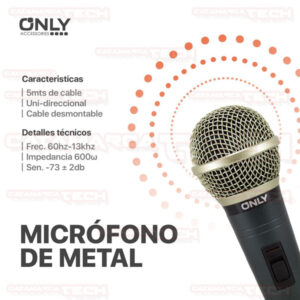 MICROFONO PROFESIONAL METAL C/CABLE (5mts)