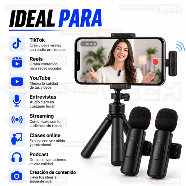 MICROFONO PARA CELULAR DOBLE MICRO (USB-C / IPHONE) K9 - Imagen 3