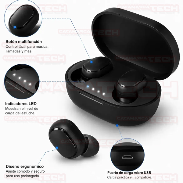 AURICULAR IN-EAR BT A6S TWINS C/ESTUCHE XX0011 EXXTRATECH - Imagen 4