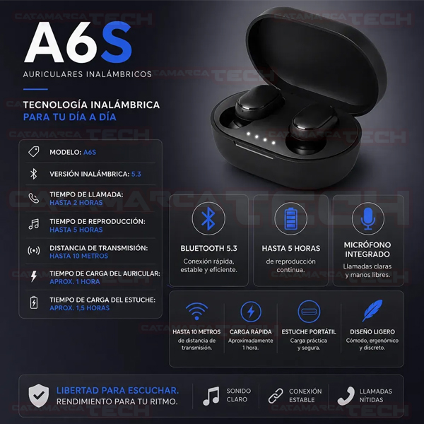 AURICULAR IN-EAR BT A6S TWINS C/ESTUCHE XX0011 EXXTRATECH - Imagen 6