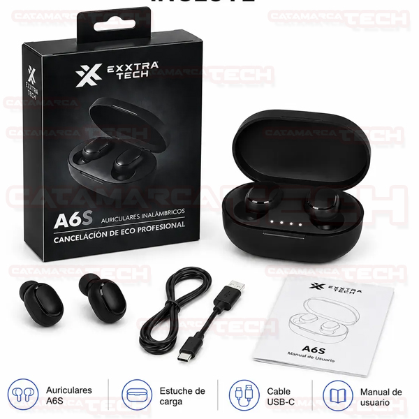 AURICULAR IN-EAR BT A6S TWINS C/ESTUCHE XX0011 EXXTRATECH - Imagen 2